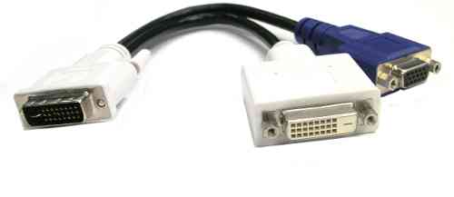 DVI M to DVI F & VGA F Short Cable
